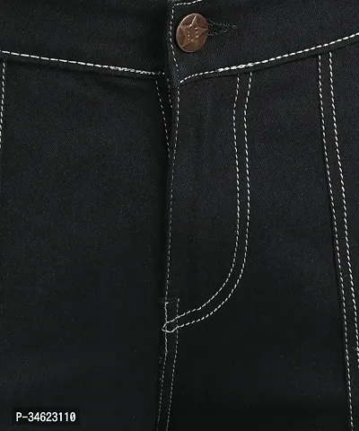 Stylish Black Cotton Blend Cargos For Men-thumb5