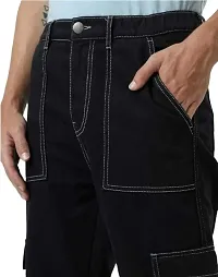 Stylish Black Cotton Blend Cargos For Men-thumb2