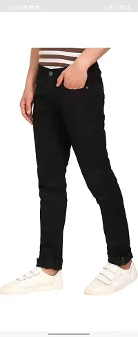 Stylish Cotton Blend Black Regular Fit Mid-Rise Jeans For Men-thumb1