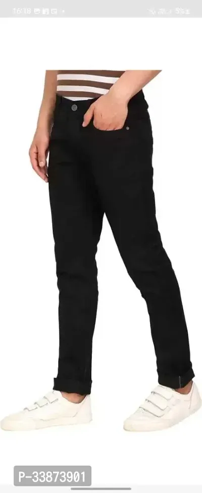 Stylish Cotton Blend Black Regular Fit Mid-Rise Jeans For Men-thumb2