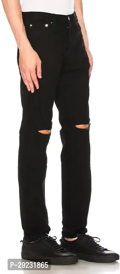 Stylish Black Denim Mid-Rise Jeans For Men-thumb3