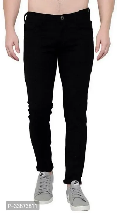 Stylish Denim Black Regular Fit Mid-Rise Jeans For Men-thumb0