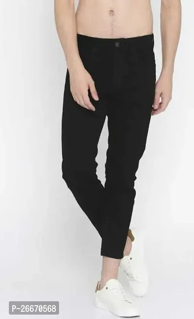 Stylish Black Denim Mid-Rise Jeans For Men