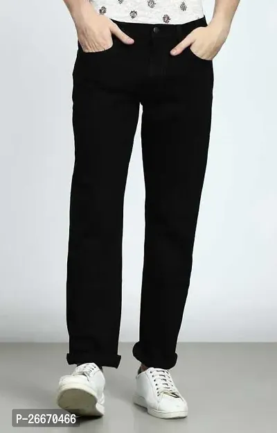 Stylish Black Denim Mid-Rise Jeans For Men