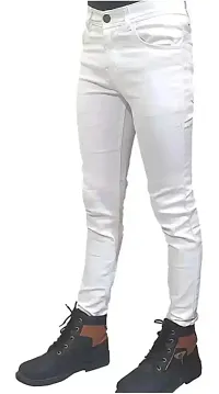 Men Plain White Jeans-thumb1