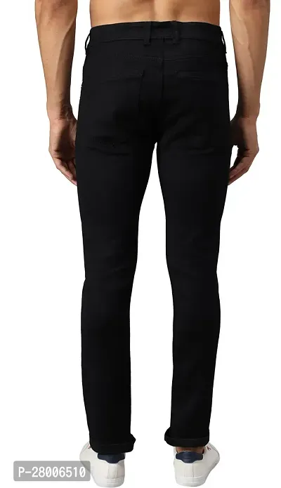 Stylish Black Cotton Lycra Blend Solid Mid-Rise Jeans For Men-thumb2