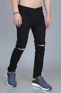 Stylish Black Denim Mid-Rise Jeans For Men-thumb3