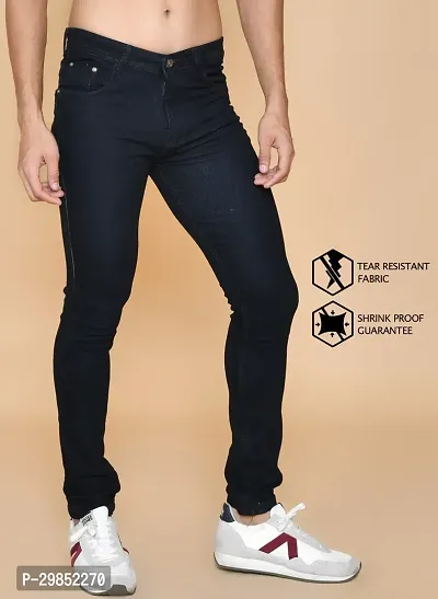 Comfortable Black Denim Mid-Rise Jeans For Men-thumb4