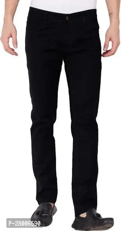 Stylish Black Denim Solid Mid-Rise Jeans For Men-thumb0