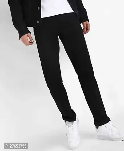 Stylish Black Denim Mid-Rise Jeans For Men-thumb0