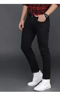 Men Plain Black Jeans-thumb1