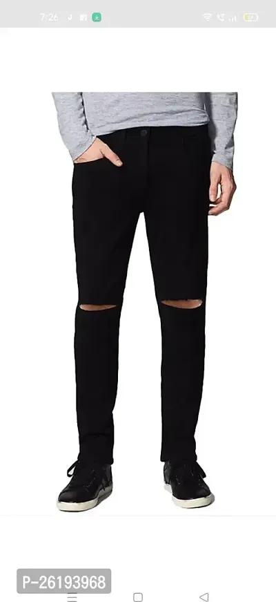 Stylish Cotton Blend Mid-Rise Jeans For Men