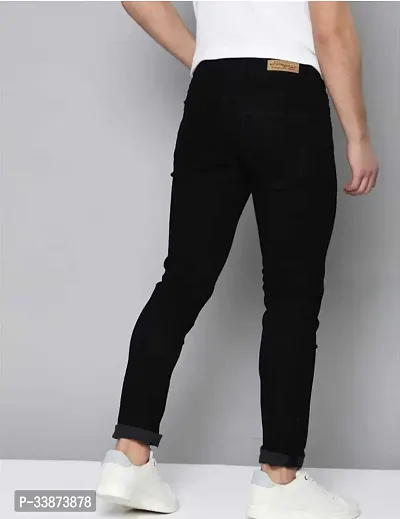 Stylish Cotton Blend Black Regular Fit Mid-Rise Jeans For Men-thumb2