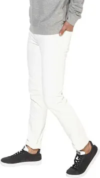 Stylish White Denim Solid Mid-Rise Jeans For Men-thumb2