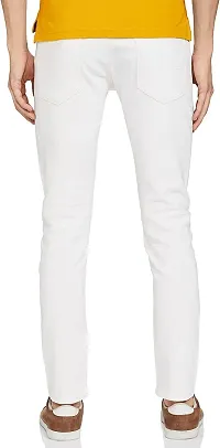 FLETE Stylish White Denim Mid-Rise Jeans For Men-thumb1