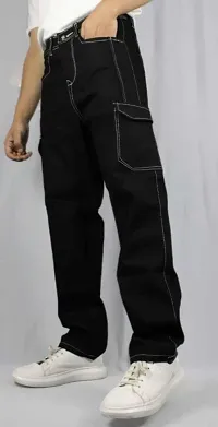 Stylish Black Cotton Blend Jeans For Men-thumb2