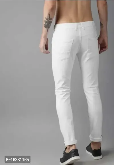 Men Plain White Jeans-thumb2