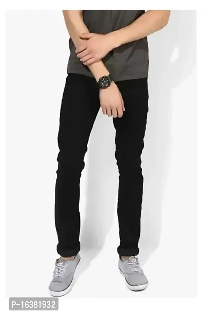 Men Plain Black Jeans