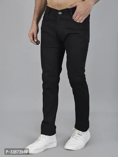 Stylish Denim Black Regular Fit Mid-Rise Jeans For Men-thumb0