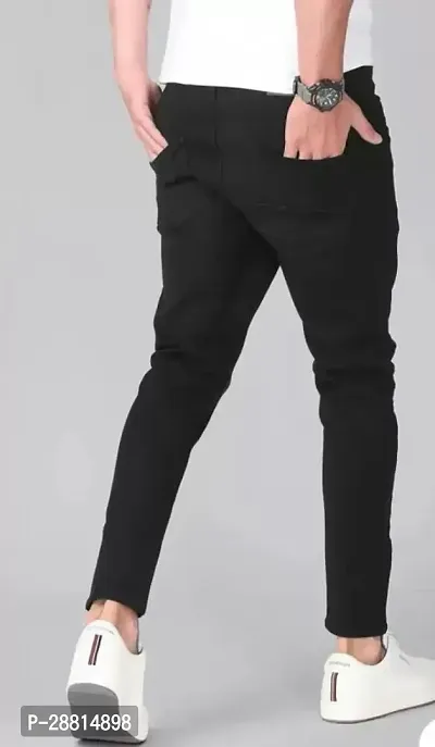 Coolcafe Stylish Black Lycra Blend Mid-Rise Jeans For Men-thumb2