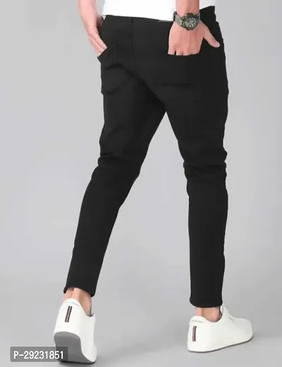 Stylish Black Denim Blend Mid-Rise Jeans For Men-thumb3