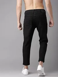 Stylish Black Polycotton Mid-Rise Jeans For Men-thumb1