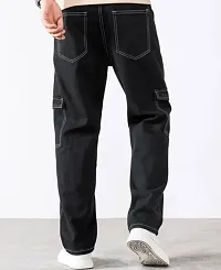 Stylish Black Cotton Blend Solid Mid-Rise Jeans For Men-thumb2