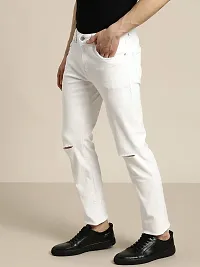 ether Stylish White Pure Cotton Mid-Rise Jeans For Men-thumb1