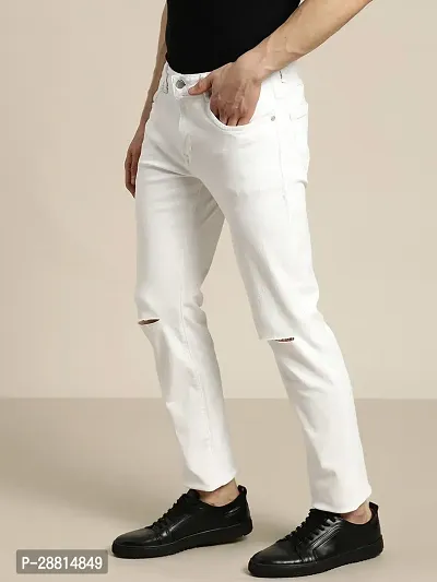 ether Stylish White Pure Cotton Mid-Rise Jeans For Men-thumb2