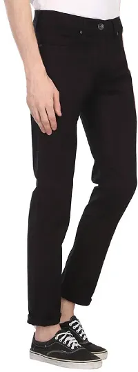 Stylish Black Denim Blend Mid-Rise Jeans For Men-thumb2