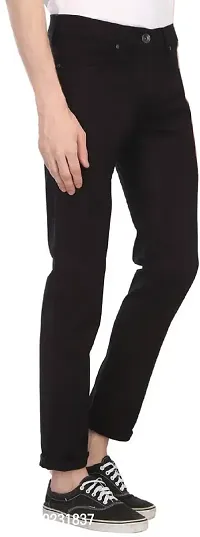 Stylish Black Denim Blend Mid-Rise Jeans For Men-thumb3