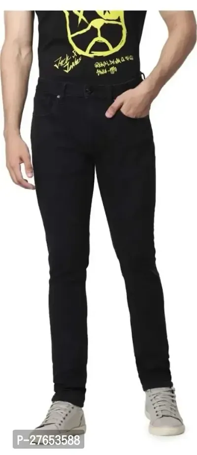 Stylish Black Denim Mid-Rise Jeans For Men-thumb0