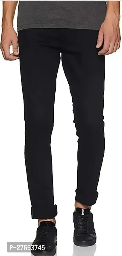 Stylish Black Denim Mid-Rise Jeans For Men-thumb0