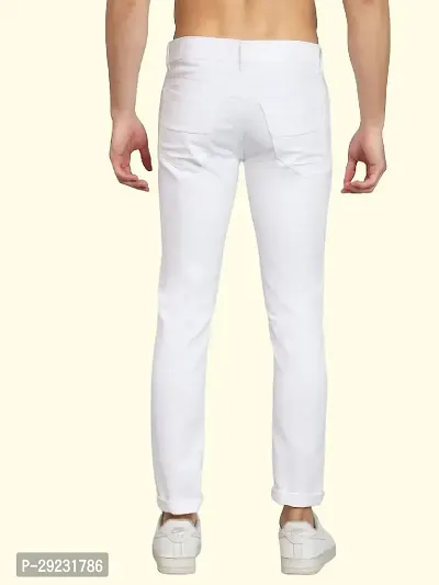 Stylish White Cotton Blend Mid-Rise Jeans For Men-thumb2