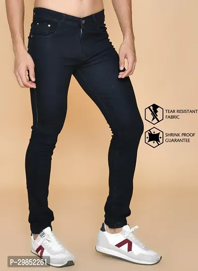 Comfortable Black Denim Mid-Rise Jeans For Men-thumb4