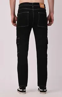 Stylish Black Denim Solid Mid-Rise Jeans For Men-thumb1