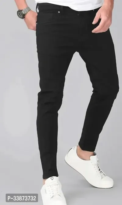 Stylish Cotton Blend Black Regular Fit Mid-Rise Jeans For Men-thumb3