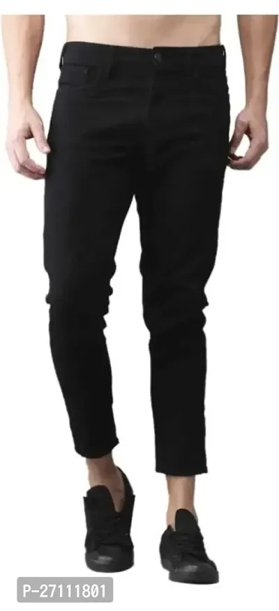 Stylish Black Cotton Blend Mid-Rise Jeans For Men-thumb0