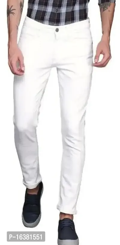 Men Plain White Jeans