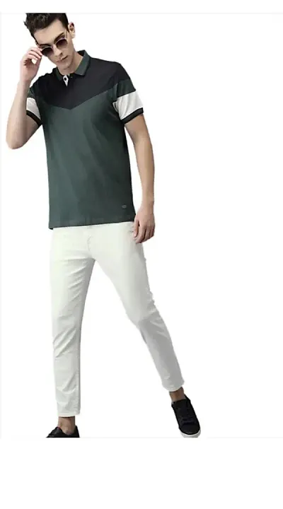 Stylish White Cotton Blend Mid-Rise Jeans For Men