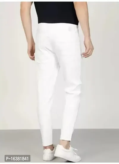 Men Plain White Jeans-thumb2