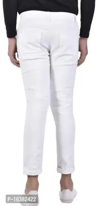 Men Plain White Jeans-thumb2