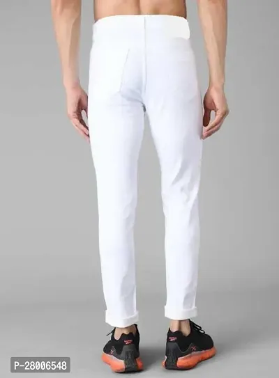 Stylish White Denim Solid Mid-Rise Jeans For Men-thumb2