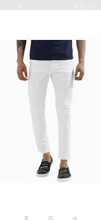 M.Weft Stretchable Slim Fit White Color Jeans for Men