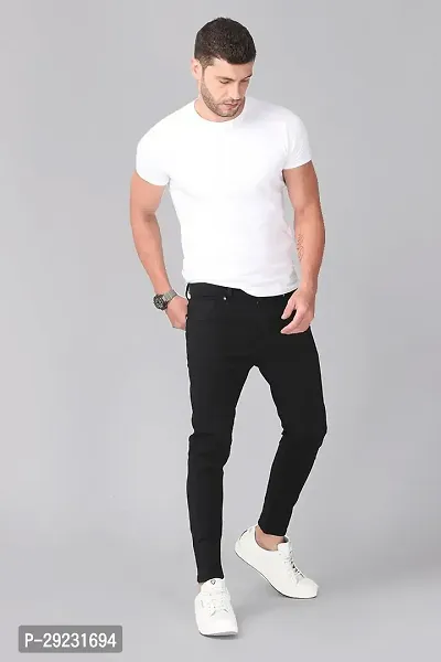 Stylish Black Cotton Blend Mid-Rise Jeans For Men-thumb5