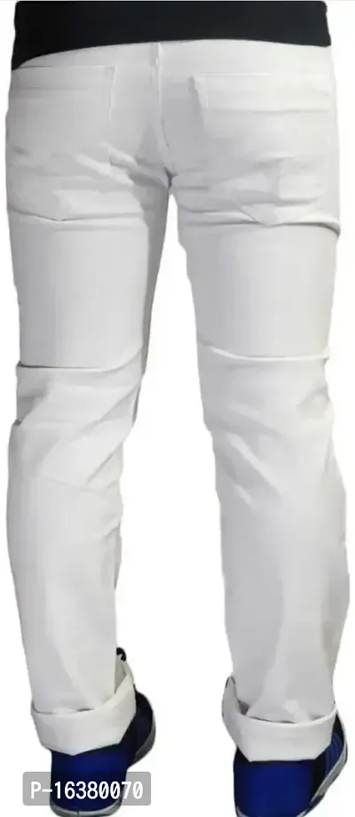 Men Plain White Jeans-thumb2