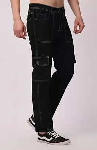 Stylish Black Denim Solid Mid-Rise Jeans For Men-thumb2