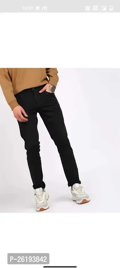 Stylish Cotton Blend Mid-Rise Jeans For Men