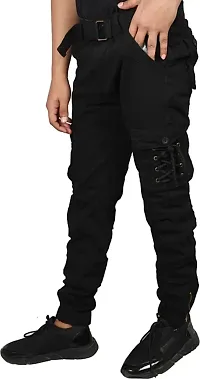 Stylish Black Cotton Blend Cargos For Men-thumb1