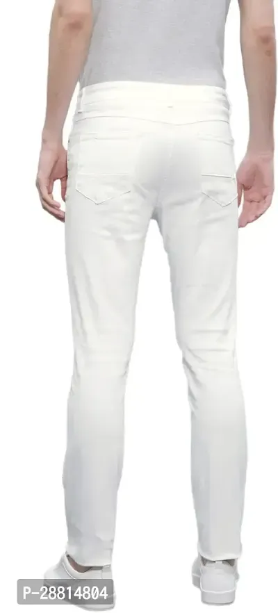 ether Stylish White Cotton Blend Mid-Rise Jeans For Men-thumb3